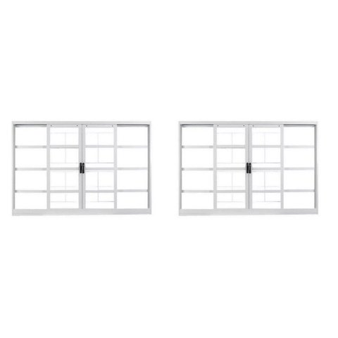 Kit com 2 Janelas de Aço de Correr 100x150cm 4 Folhas com Grade Minas Sul MGM Branco