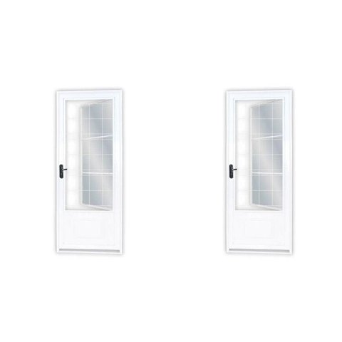 Kit com 2 Portas de Aço Postigo 215x85cm com Grade Quadrada Minas Sul MGM Branco