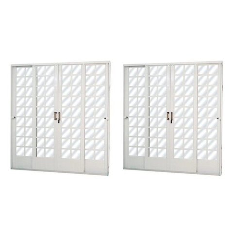 Kit com 2 Portas de Aço de Correr 215x200cm Minas Sul MGM Branco