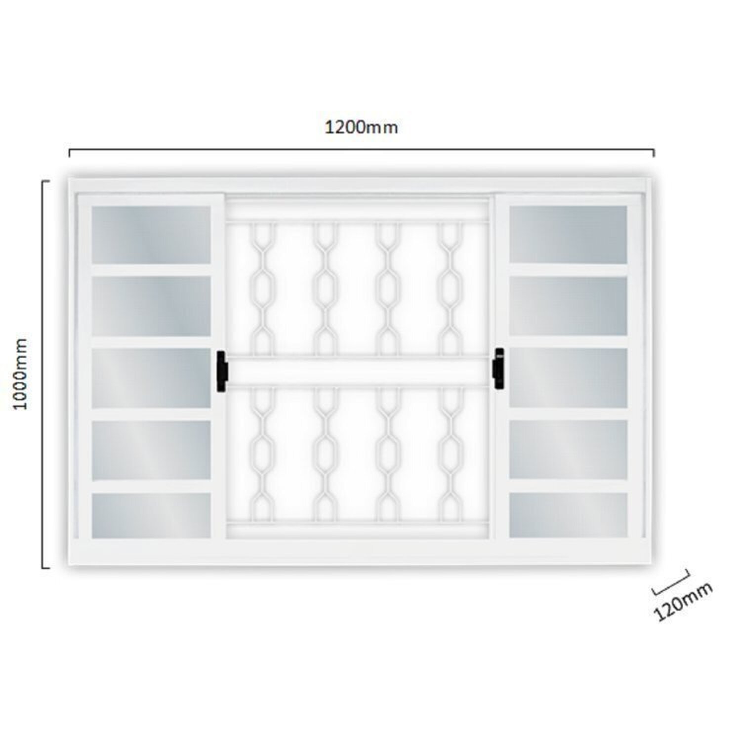 Kit com 2 Janelas de Aço de Correr 100x120cm 4 Folhas com Grade Minas Sul Mgm - 3