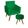 Kit 1 Poltrona Para sala de Estar Bianca Capitonê e 1 Puff Redondo Suede Verde - Móveis Mafer - 1