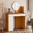 Ver imagem 3 de Penteadeira Camarim Aurea com 1 Gaveta 1 Porta Espelho e Led Cinamomo/off White