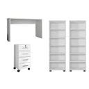 Ver imagem 2 de Kit 4 Peças com Escrivaninha, Gaveteiro e 2 Estantes Livreiros