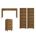 Ver imagem 2 de Kit 4 Peças com Escrivaninha, Gaveteiro e 2 Estantes Livreiros