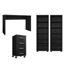 Ver imagem 2 de Kit 4 Peças com Escrivaninha, Gaveteiro e 2 Estantes Livreiros