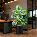 Ver imagem 1 de Planta Artificial Decorativa 8 Folhas Verde Realista 63 cm para Casa, Escritório e Comércio