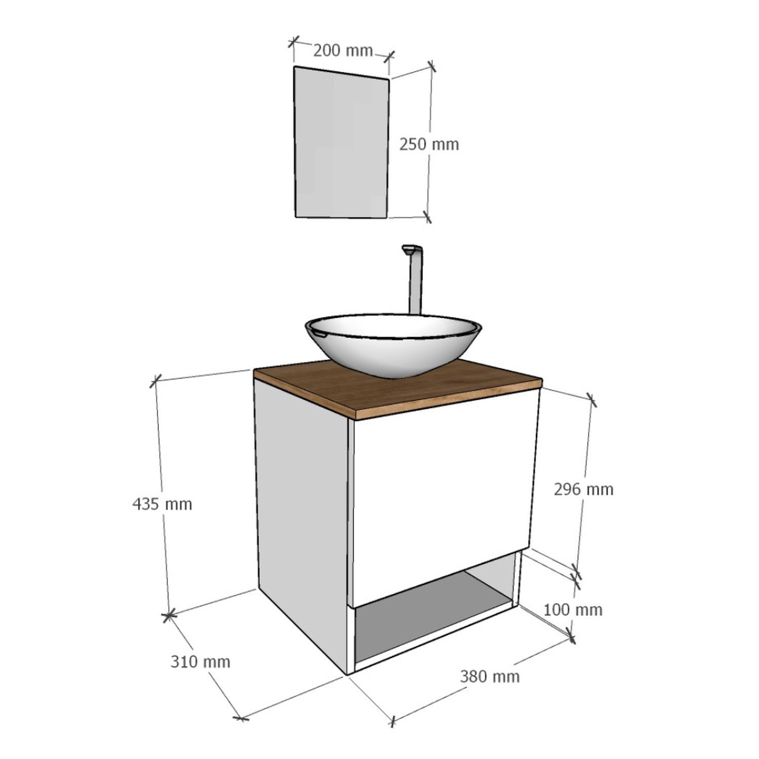 Gabinete Armário para Banheiro com Cuba e Espelho 40cm - 7