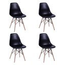 Ver imagem 5 de Jogo De Mesa 4 Cadeiras Pretas Eames 110 Cm Base Madeira Tampo Branco