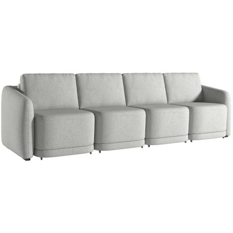 Sofá Cama para Sala de Estar 5 Lugares 436cm Montserrat K01 Linho Cinza - Lyam Decor