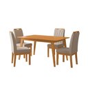 Ver imagem 1 de Conjunto Mesa 120x90 com 4 Cadeiras Blend Pés em Madeira Maciça Sala Compacta Premium Moderna - Bege