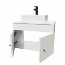 Ver imagem 4 de Gabinete Armário para Banheiro com Pia Cuba Quadrada Mármore 60cm Balcão Suspenso