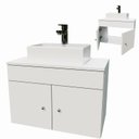 Ver imagem 3 de Gabinete Armário para Banheiro com Pia Cuba Quadrada Mármore 60cm Balcão Suspenso