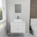 Ver imagem 1 de Gabinete Armário para Banheiro com Pia Cuba Quadrada Mármore 60cm Balcão Suspenso