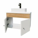 Ver imagem 5 de Gabinete Armário para Banheiro com Pia Cuba Quadrada Mármore 60cm Balcão Suspenso