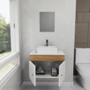 Ver imagem 2 de Gabinete Armário para Banheiro com Pia Cuba Quadrada Mármore 60cm Balcão Suspenso