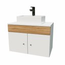 Ver imagem 3 de Gabinete Armário para Banheiro com Pia Cuba Quadrada Mármore 60cm Balcão Suspenso