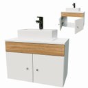 Ver imagem 4 de Gabinete Armário para Banheiro com Pia Cuba Quadrada Mármore 60cm Balcão Suspenso