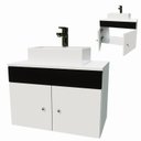 Ver imagem 3 de Gabinete Armário para Banheiro com Pia Cuba Quadrada Mármore 60cm Balcão Suspenso