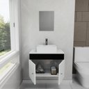 Ver imagem 1 de Gabinete Armário para Banheiro com Pia Cuba Quadrada Mármore 60cm Balcão Suspenso