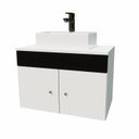 Ver imagem 2 de Gabinete Armário para Banheiro com Pia Cuba Quadrada Mármore 60cm Balcão Suspenso