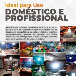 Luminária de Emergência Recarregável 38w Lampada Led de À Prova D'água Usb - 7
