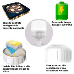 Luminária de Emergência Recarregável 38w Lampada Led de À Prova D'água Usb - 8