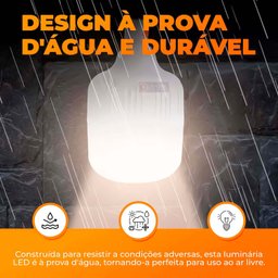 Luminária de Emergência Recarregável 38w Lampada Led de À Prova D'água Usb - 6