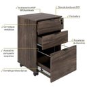 Ver imagem 5 de Kit 2 Gaveteiros Volante 2 Gavetas e 1 Gaveta para Pastas Kugv43 Kuadra Espresso Móveis
