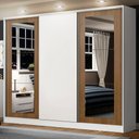 Ver imagem 1 de Guarda-Roupa Casal 100% MDF Madesa Eros 3 Portas de Correr com Espelhos Branco/Rustic/Branco Cor:Bra