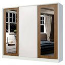 Ver imagem 2 de Guarda-Roupa Casal 100% MDF Madesa Eros 3 Portas de Correr com Espelhos Branco/Rustic/Branco Cor:Bra