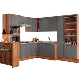 Cozinha Lançamento Mdf Estilo Americana Provençal Modulável Cor:titanio - 2