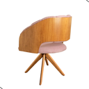 Ver imagem 2 de Cadeira Poltrona Sala Jantar Nicole Pés Giratórios Madeira Linho Rosê