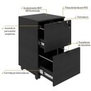 Ver imagem 5 de Kit 2 Gaveteiros Volante 2 Gavetas para Pastas KUGV42 Kuadra Yescasa Preto/Ônix