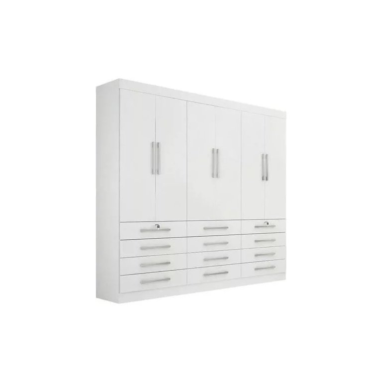 Guarda Roupa Casal Mônaco 6 Pts Branco Ddoro