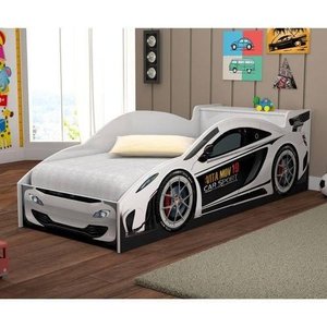 Cama Carro De Corrida 0,90 Branco com Colchão - Vitamov 0500110