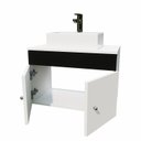 Ver imagem 5 de Gabinete Armário para Banheiro com Pia Cuba Quadrada Mármore e 60cm Balcão Suspenso
