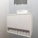 Ver imagem 4 de Gabinete Armário para Banheiro com Pia Cuba 60cm Balcão Suspenso