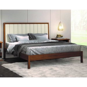 Cama Casal Estofada Madeira Maciça 1,60m - Lisboa - Móveis Montanhês