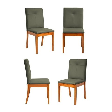Kit 4 Cadeiras Estofadas Tiê Maxx CabeCasa MadeiraOriginals