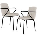 Ver imagem 1 de Kit 02 Cadeiras Estofada para Sala de Jantar com Braço Loft Preto C01 Linho Areia - Lyam Decor