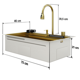 Cuba Gourmet para Cozinha Miami Dourada Aço Inox 304 Goldenx - 11