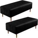 Ver imagem 1 de Kit 02 Puffs Decorativo Sala de Estar Bali W01 Pés Palito 120x50 cm Couríssimo Preto - Lyam Decor