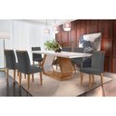 Ver imagem 1 de Conjunto: Mesa Sala Jantar Alvorada Tampo Madeirado C/ Vidro Canto Reto 180x90cm e 6 Cadeiras
