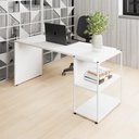 Ver imagem 1 de Escrivaninha com Estante Baixa Escritório 3 Prateleiras 150cm Branco F5 Office