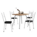Ver imagem 1 de Conjunto de Mesa Sala de Jantar com 4 Cadeiras Tubular Tampo Bp Madeirado Retangular Branco / Preto