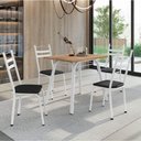 Ver imagem 2 de Conjunto de Mesa Sala de Jantar com 4 Cadeiras Tubular Tampo Bp Madeirado Retangular Branco / Preto