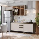 Ver imagem 1 de Cozinha Compacta 4 Peças 100% MDF com Aéreo de Vidro Reflecta Temperado e Tampo para Cooktop Duna/Cristal Connect