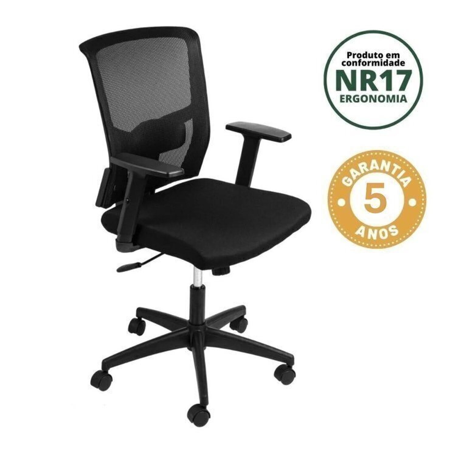 Kit 2 Cadeiras para Escritório Diretor com Nr17 Tóquio 3329 Preto Preto - 2