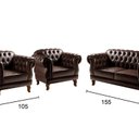 Ver imagem 3 de Conjunto Sofá Duquesa Chesterfield Lugares e 2 Poltronas Marrom Café