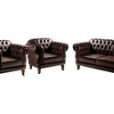 Ver imagem 2 de Conjunto Sofá Duquesa Chesterfield Lugares e 2 Poltronas Marrom Café